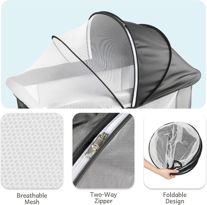 BEBONO Bassinet Cover Half Blackout, Mosquito Net Cover with 2-Way Zipper, Block Light and Keep Cats Out, Foldable with Storage Bag - Image 4